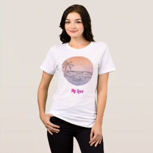 Sunset Beach Vibes – Minimal Hand-Drawn T-Shirt Tri-Blend Shirt