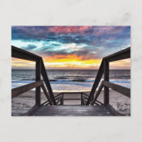 Sunset Beach View from Rustic Wood Deck
