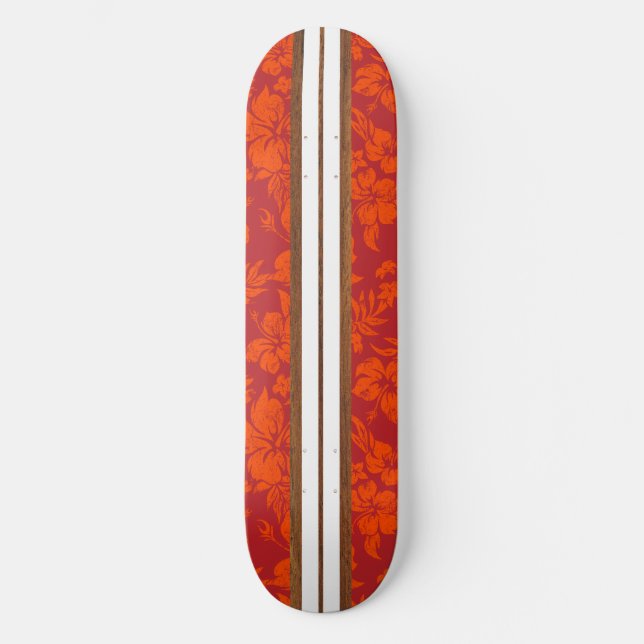 Sunset Beach Vintage Surf Hawaiian Skateboard (Front)