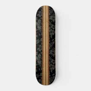 Sunset Beach Vintage Surfboard Faux Wood Skateboard