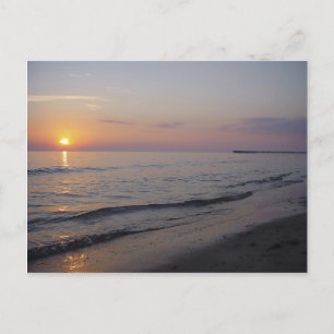 Sunset Beach Waves, Serene and Peaceful Coast Postcard