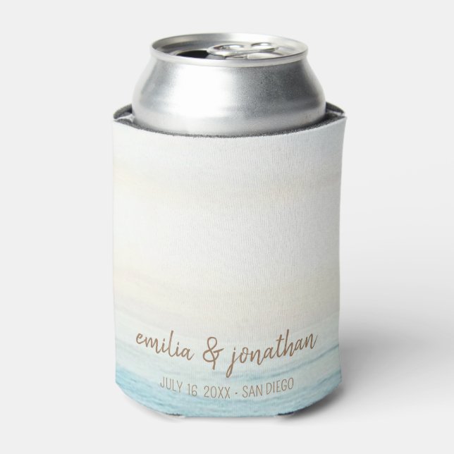 Sunset Beach Wedding Can Cooler (Can Front)