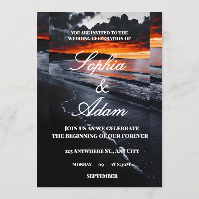 Sunset Beach Wedding Invitation (Front)