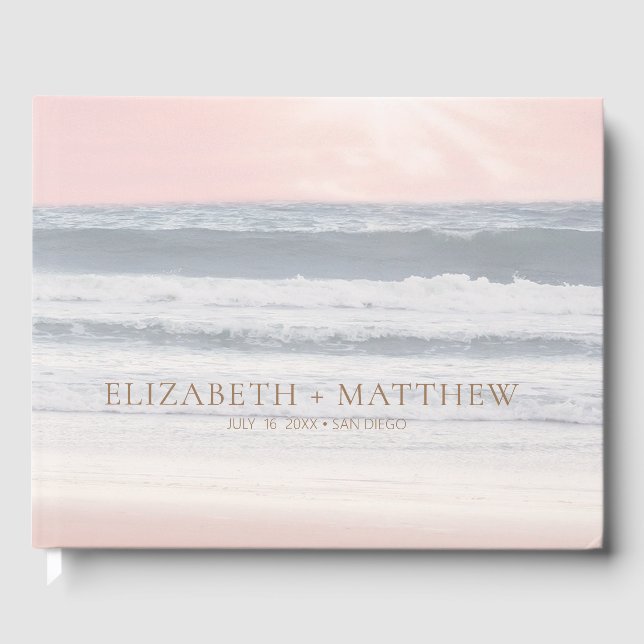 Sunset Beach Wedding | Oceanside Wedding Guest Book (Front)