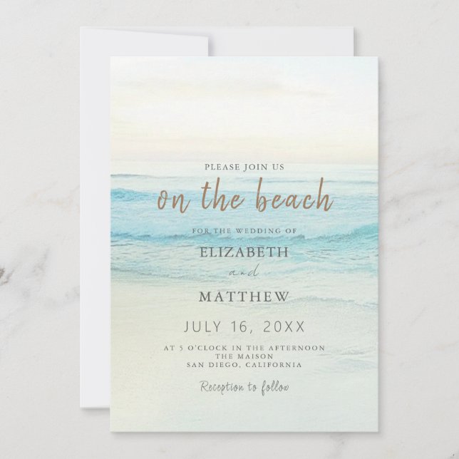 Sunset Beach Wedding | Oceanside Wedding Invitation (Front)