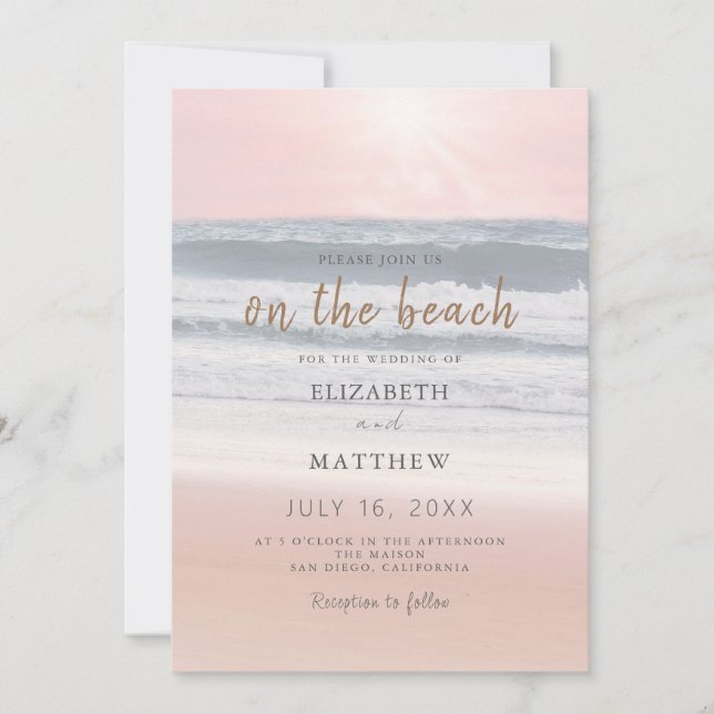 Sunset Beach Wedding | Oceanside Wedding Invitation (Front)