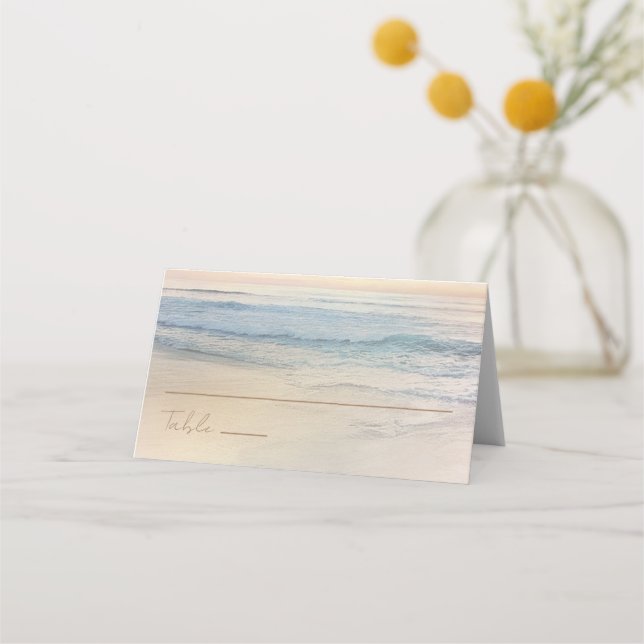Sunset Beach Wedding | Oceanside Wedding Place Card (Front)