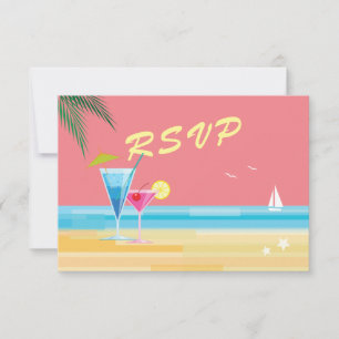 Sunset Beach Wedding RSVP Card