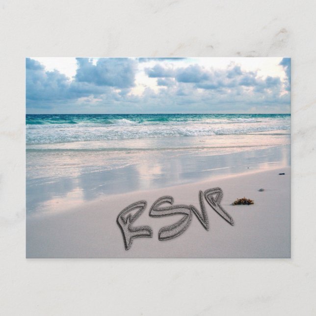 Sunset Beach Wedding RSVP Invitation Postcard (Front)