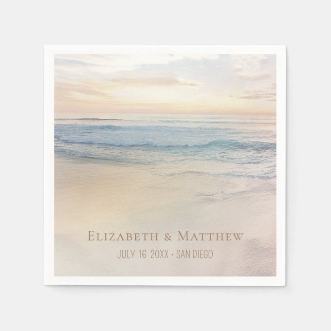 Sunset Beach Wedding | Seaside Wedding Napkin (Front)