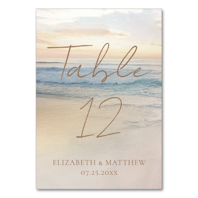 Sunset Beach Wedding Table Number (Front)