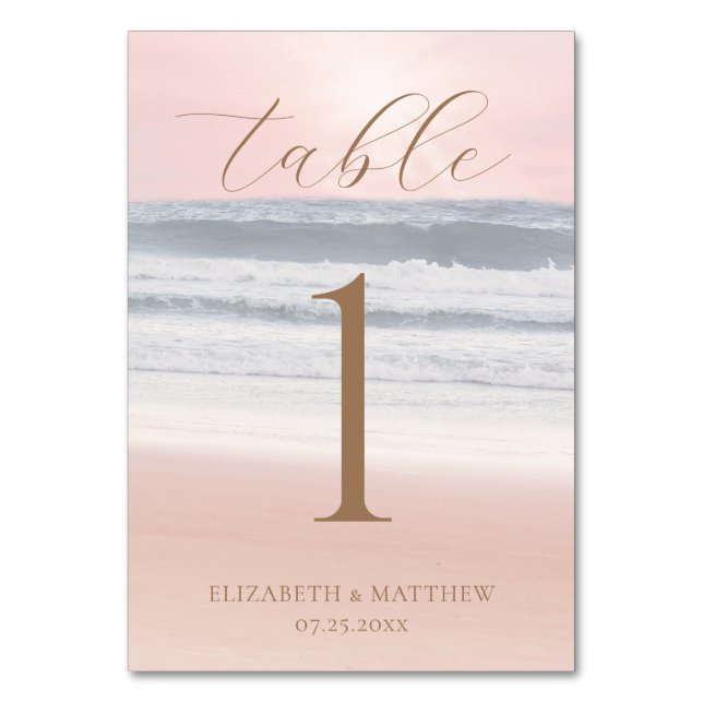 Sunset Beach Wedding Table Number (Front)