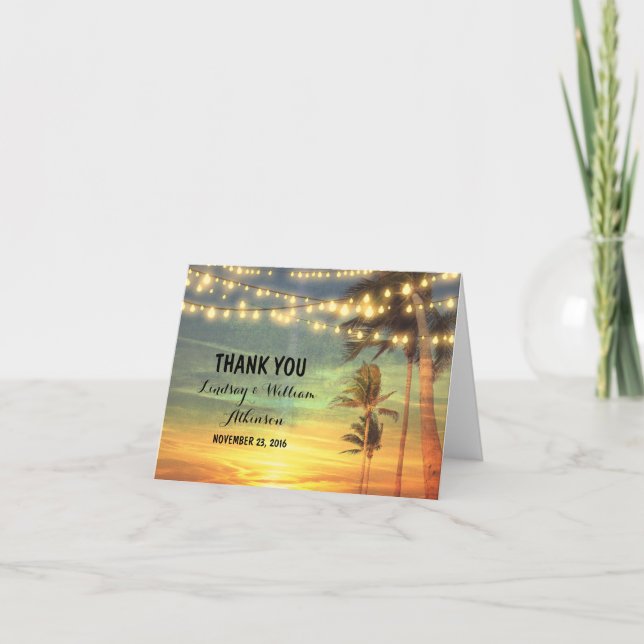 sunset beach wedding thank you cards (Front)