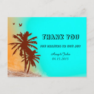 Sunset beach wedding thank you notes beach2 postcard