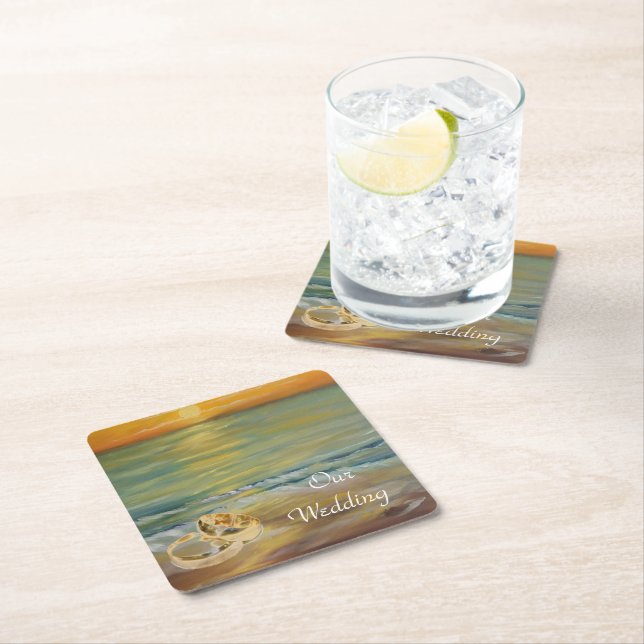 Sunset beach weddings napkins square paper coaster (Insitu)
