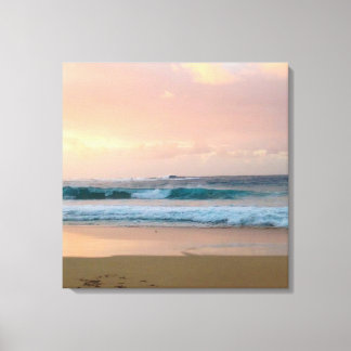 Sunset Beach with ocean Canvas Print