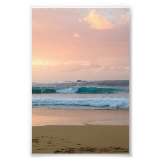 Sunset Beach with ocean Photo Print