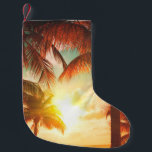 Sunset beach with palm trees and beautiful sky lan small christmas stocking<br><div class="desc">Sunset beach with palm trees and beautiful sky landscape</div>