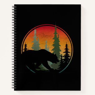 Sunset Bear Nature Forest Animal Notebook