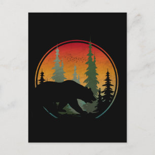 Sunset Bear Nature Forest Animal Postcard
