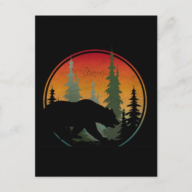Sunset Bear Nature Forest Animal Postcard (Front)
