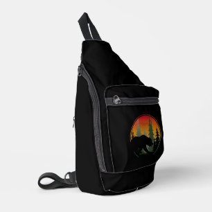Sunset Bear Nature Forest Animal Sling Bag