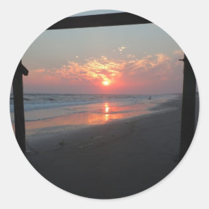 Sunset Beneath The Pier - Oak Island, NC Classic Round Sticker