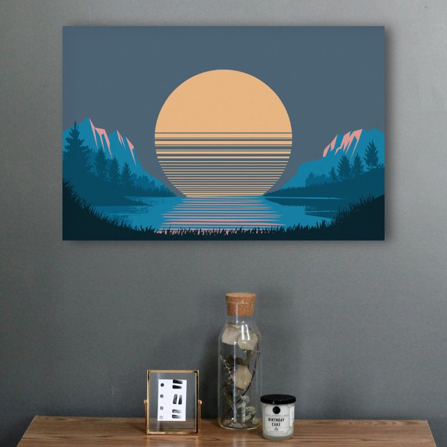 Sunset between Mountains and Lake Poster (Sunset between Mountains and Lake Poster)