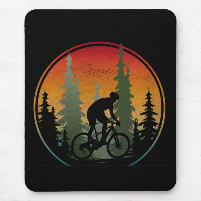 Sunset Biking Nature Scenery Mouse Pad (Front)