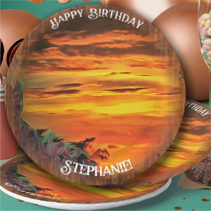 Sunset Birthday 2584 Paper Plate