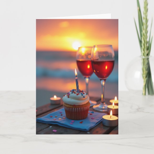 Sunset Birthday Cupcake Card (Front)