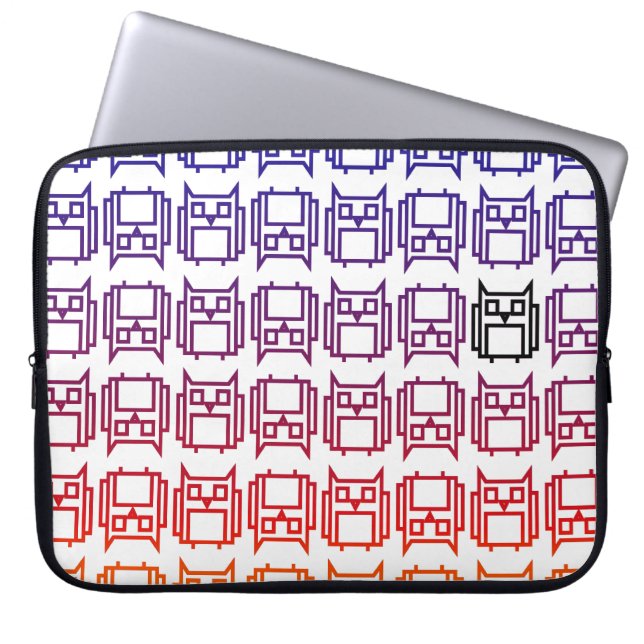 Sunset Block Owl Laptop Sleeve (Front)