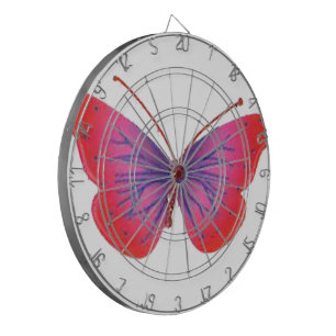 "Sunset Bloom" Red and Purple Butterfly Art Print Dartboard