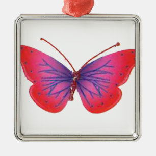 "Sunset Bloom" Red and Purple Butterfly Art Print Metal Tree Decoration
