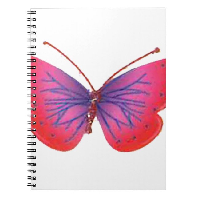 "Sunset Bloom" Red and Purple Butterfly Art Print Notebook (Front)