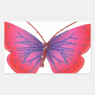 "Sunset Bloom" Red and Purple Butterfly Art Print Rectangular Sticker