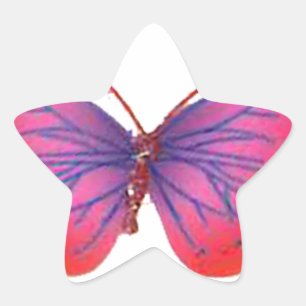 "Sunset Bloom" Red and Purple Butterfly Art Print Star Sticker