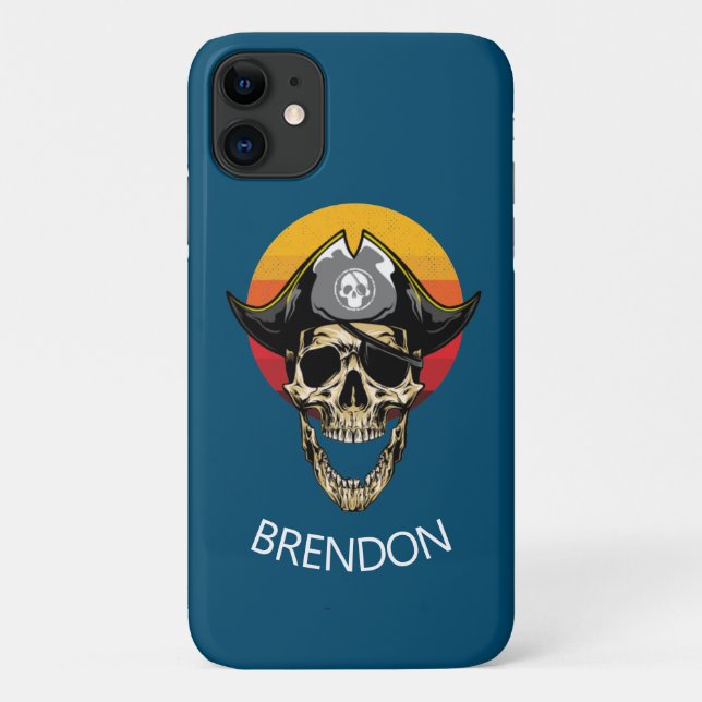 Sunset Blue Pirate Skull   Case-Mate iPhone Case (Back)
