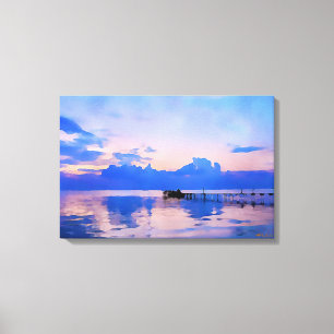 Sunset Blue Sky on the Pier Canvas Print