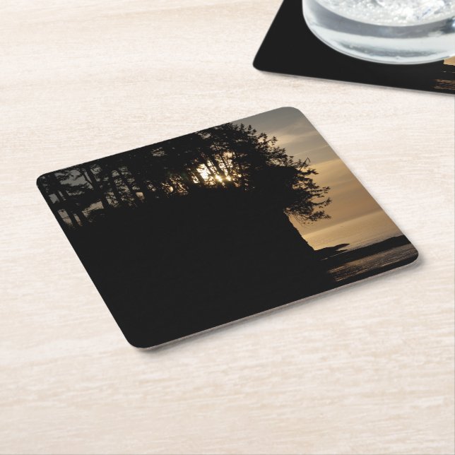 Sunset Bluff Square Paper Coaster (Angled)