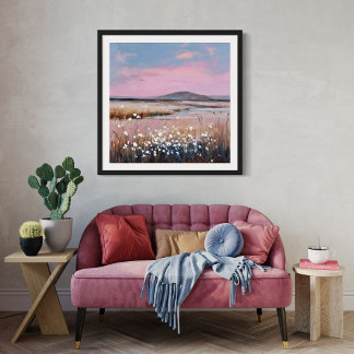 Sunset Blush – Soft Pastel Landscape Painting Canvas Print