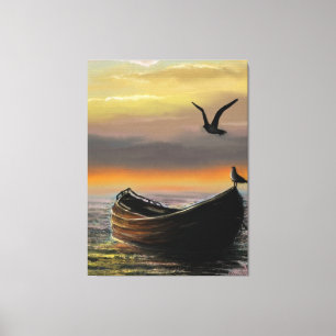 Sunset Boat Canvas Print Calmness