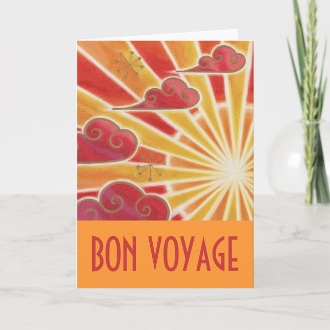 Sunset 'Bon Voyage' card orange (Front)