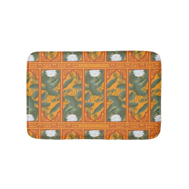 Sunset Botanical Panel Pattern - The White Lotus Bath Mat (Front)
