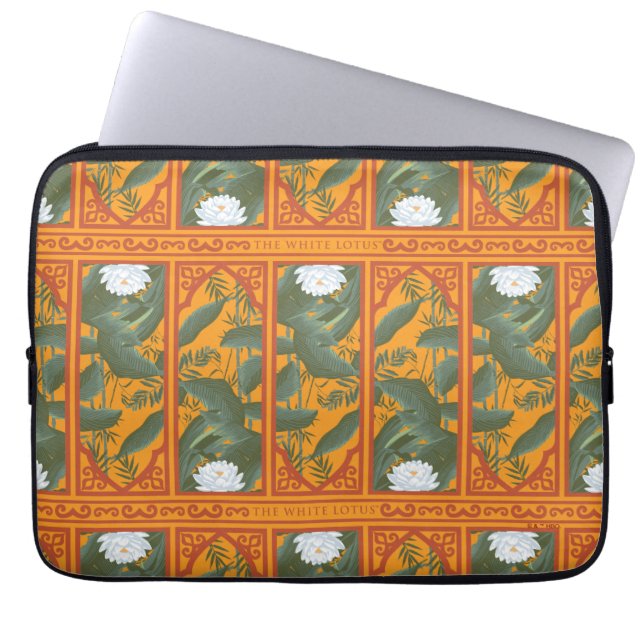 Sunset Botanical Panel Pattern - The White Lotus Laptop Sleeve (Front)