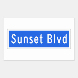 Sunset Boulevard, Los Angeles, CA Street Sign Rectangular Sticker