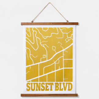 Sunset Boulevard - Minimalist Los Angeles Map Hanging Tapestry