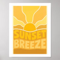 Sunset Breeze Retro Sunburst Typographic Coastal