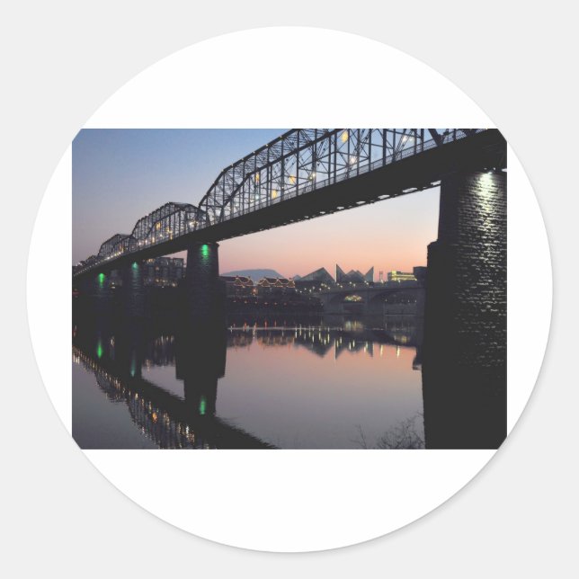 Sunset Bridge Classic Round Sticker (Front)