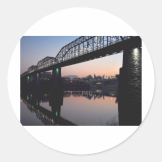 Sunset Bridge Classic Round Sticker